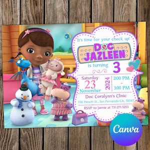Invito Doc McStuffins Doc McStuffins Compleanno Doc McStuffins Festa Doc McStuffins Invito modificabile Carta digitale