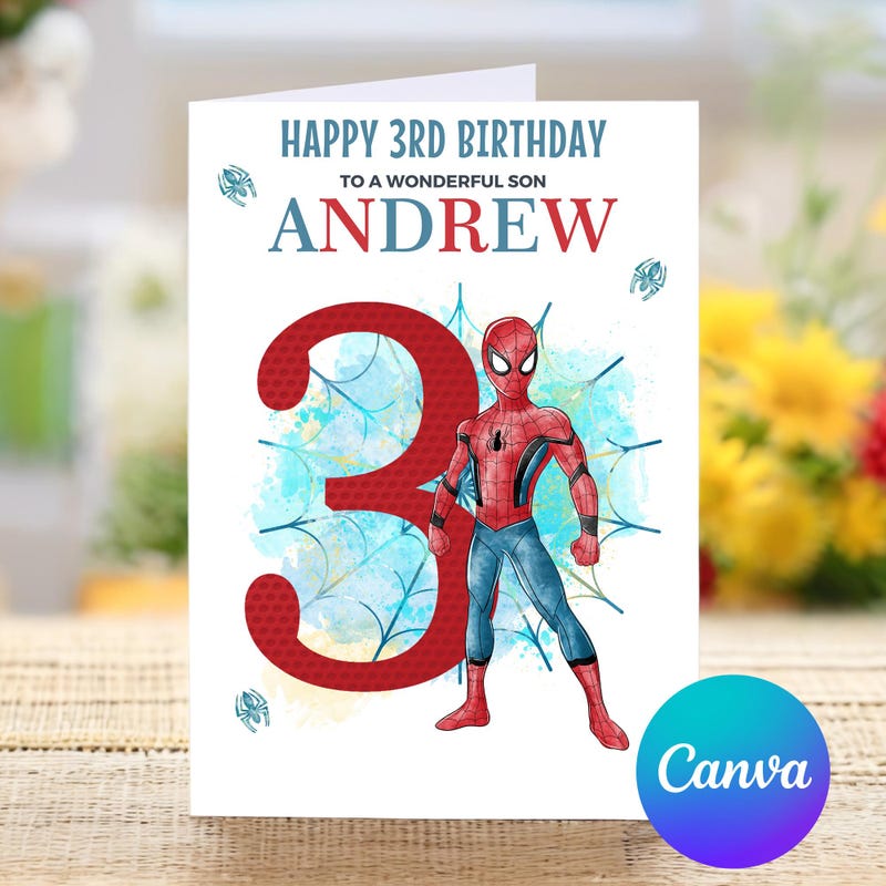 Spiderman Birthday Cards - Etsy