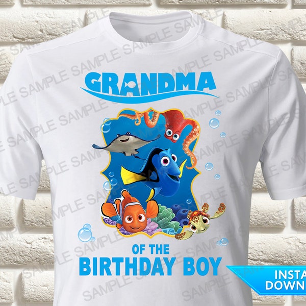 Finding Dory Grandma of the Birthday Boy Iron On Transfer, Finding Dory Iron On Transfer, Finding Dory Birthday Shirt Iron On Transfer