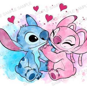 Stitch And Angel Clipart PNG-aquarelbestanden DIGITALE DOWNLOAD Afdrukbare