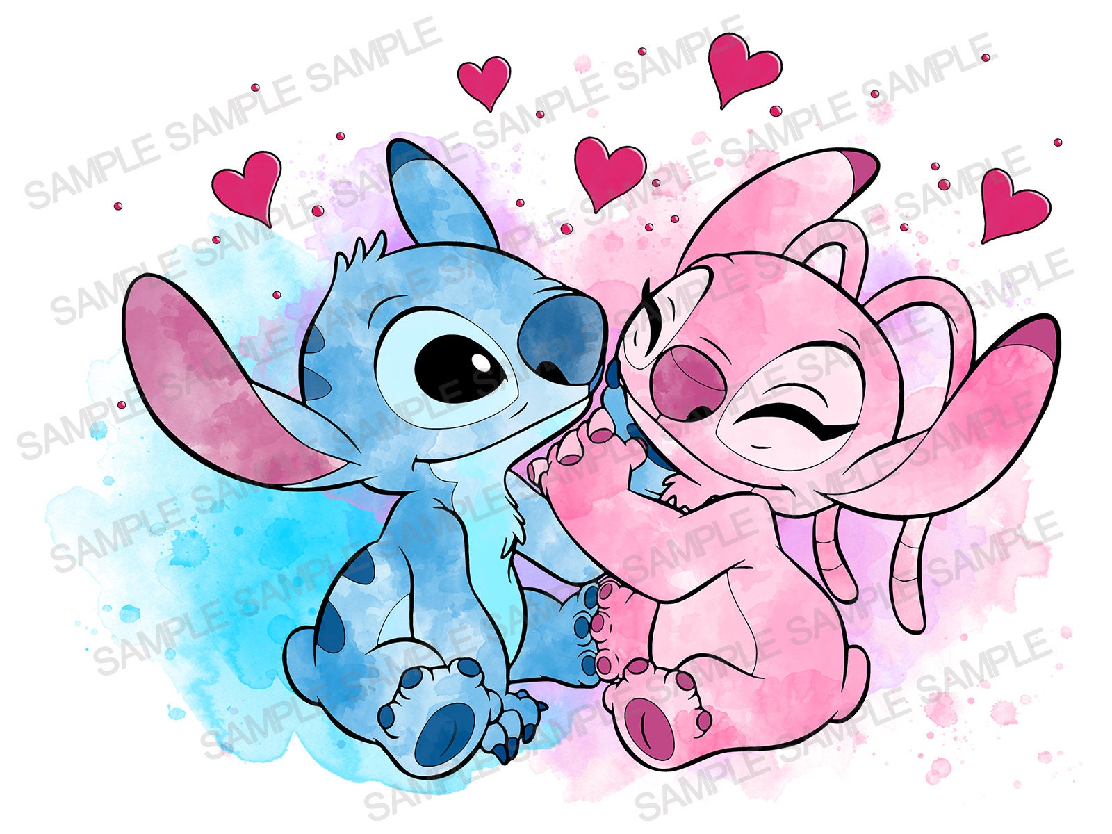 Stitch y ángel Clipart PNG Archivos de acuarela DESCARGA DIGITAL Imprimible