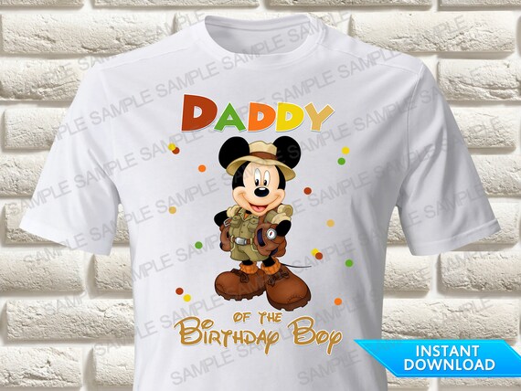 Safari Mickey Mouse Daddy Of The Birthday Boy Iron On Transfer.