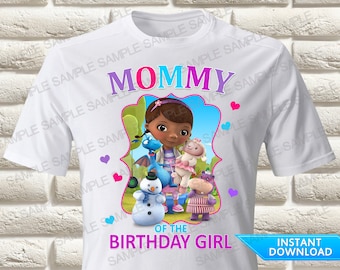 Transferencia termoadhesiva de la mamá de la cumpleañera de Doctora Juguetes, Transferencia termoadhesiva de Doctora Juguetes, Transferencia termoadhesiva para camiseta de cumpleaños de Doctora Juguetes