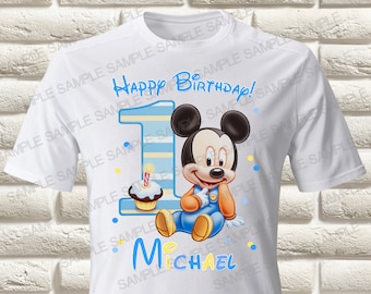 Baby Mickey Mouse First Birthday Iron On Transfer, Baby Mickey Mouse First Birthday Boy Iron On Transfer, (Only digital PNG)