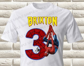 Spider Man Iron On Transfer, SpiderMan Birthday Boy Iron On Transfer, Spider Man Birthday Shirt Iron On Transfer, SpiderMan Shirt Only PNG