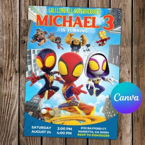 Spidey and his Amazing Friends Invitation Spidey Invitation Spidey Birthday Party Spidey Editable Invitation Spidey Digital Card
