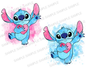 Stitch Watercolor PNG clipart, Stitch PNG, Watercolor Stitch
