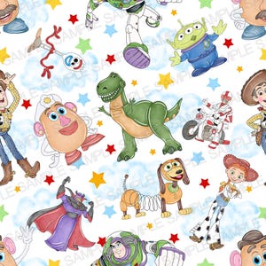 Toy Story Seamless Pattern Toy Story Pattern Woody Digital Pattern Buzz Lightyear Watercolor Background Pattern
