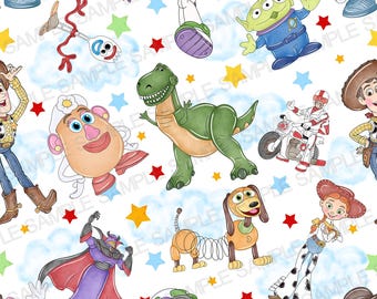 Toy Story Seamless Pattern Toy Story Pattern Woody Digital Pattern Buzz Lightyear Watercolor Background Pattern