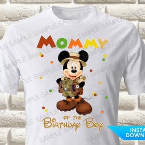 Safari Mickey Mouse mama van het feestvarken opstrijktransfer, Safari Mickey Mouse opstrijktransfer, Mickey Mouse-shirt opstrijktransfer