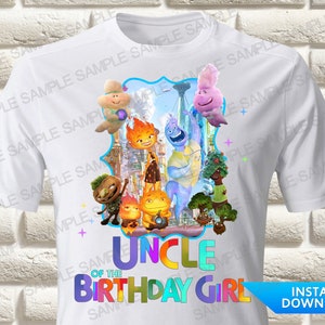 Elemental Uncle of the Birthday Girl Iron On Transfer, Elemental Iron On Transfer, Elemental Birthday Shirt Iron On Transfer