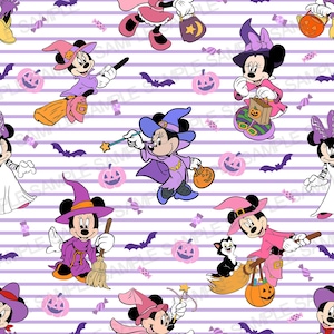 Minnie Mouse Halloween Day Seamless Pattern Minnie Mouse Pumpkin Digital Pattern Minnie Mouse Pumpkin Background Pattern