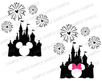 Castello SVG, Fuochi d'artificio del castello SVG, Cricut svg, Clipart, SVG a strati, File per Cricut, File di taglio, Maglietta svg png, File Svg per maglietta