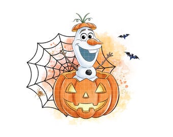 Olaf Halloween Watercolor PNG, Anna Halloween, Princess Halloween PNG, Frozen Watercolor clipart