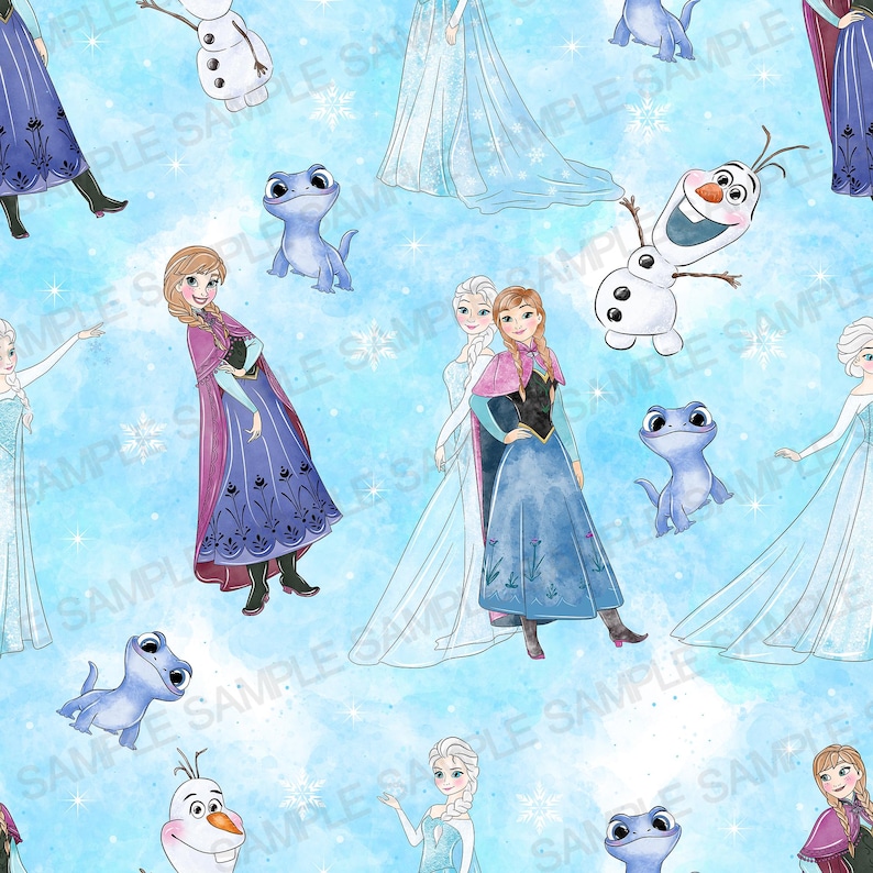 Elsa Ice Pattern Frozen Seamless Pattern, Elsa Anna Bruni Digital Paper, Blue Watercolor ...