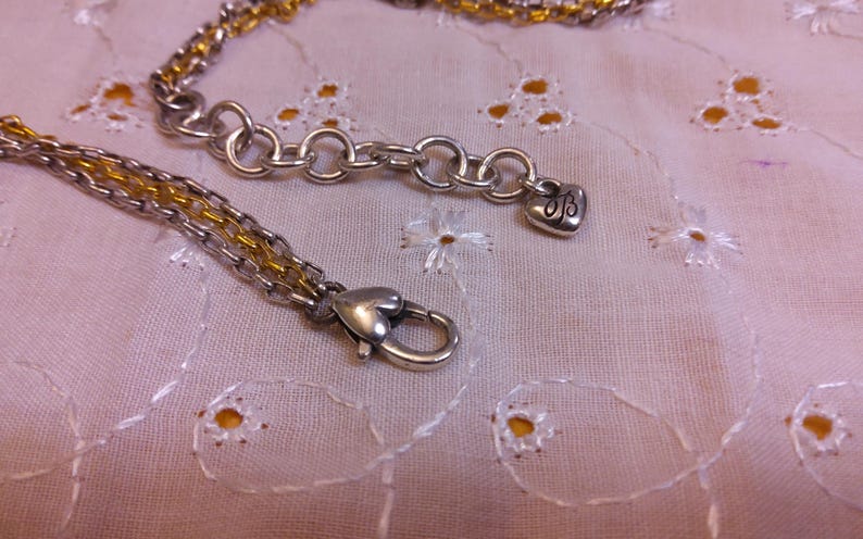 BRIGHTON Two Tone "Triple Garden" Multi Strand Asymmetrical Necklace. Maker's charm attached. bild 6
