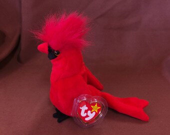 TY Beanie Baby &quot;Mac&quot; the Cardinal. New, never played with. Stored in a smoke free home. All tags in place. Vintage dated 1999.