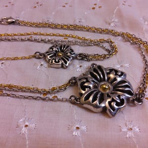 BRIGHTON Two Tone "Triple Garden" Multi Strand Asymmetrical Necklace. Maker's charm attached. bild 4
