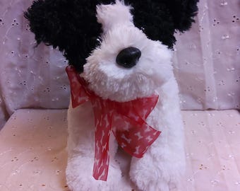 Big Dog, Plush, White-black Puppy With Collar Bone, by Big Dogs