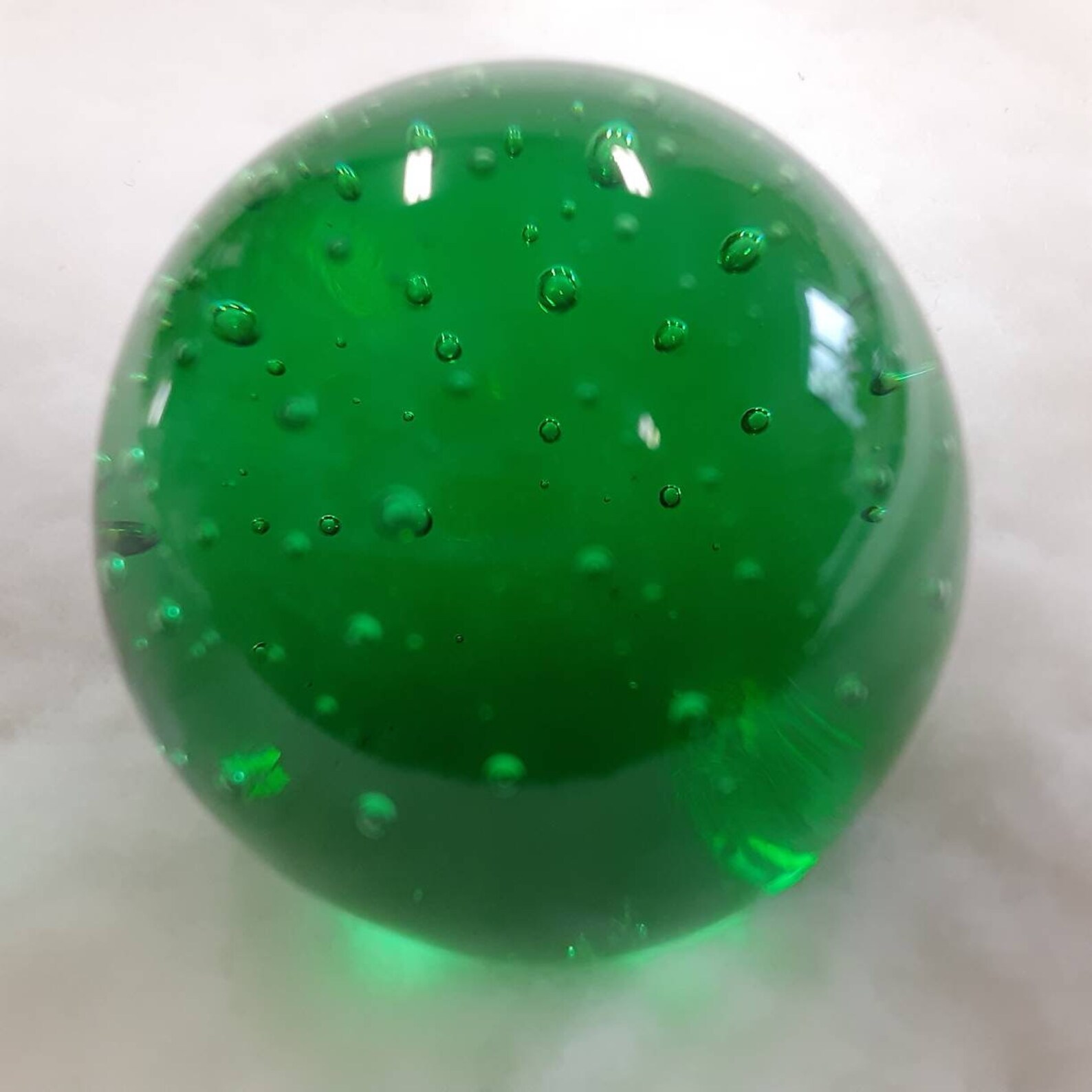 Clear Green Glass Paperweight with Clear Bubbles Within Etsy
