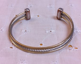 Vintage Sterling Silver and Brass Free Form Wavy Two-tone