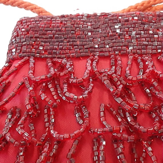 CLOVIS RUFFIN Vintage Hand Beaded Red Purse with … - image 3