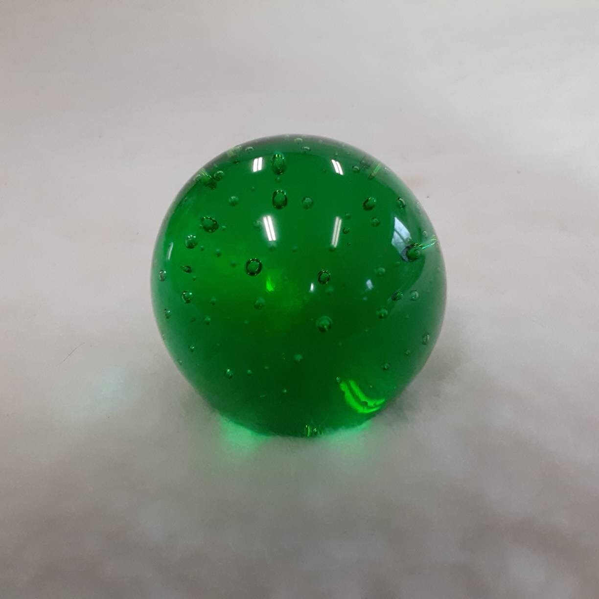 Clear Green Glass Paperweight with Clear Bubbles Within Etsy