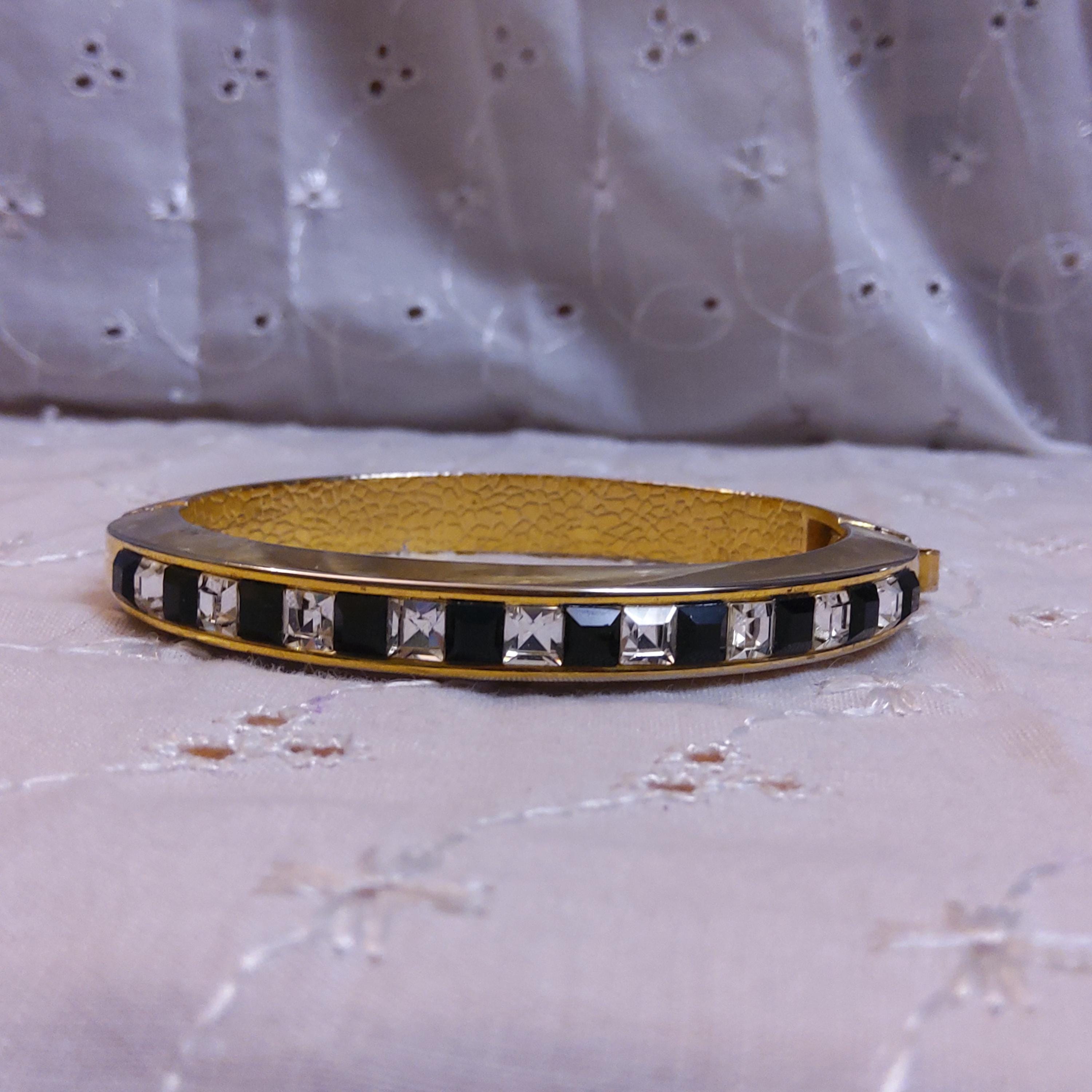 Vintage Sparkling Clear and Black Channel Set Square