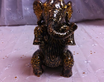 KEREN KOPAL Elephant Handmade Faberge Trinket Box Enhanced with Colored Enamel and Austrian Crystals. NEW, in Original Packaging.