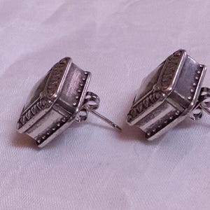 BRIGHTON Vintage Silvertone Box Earrings. Maker's mark present. image 4