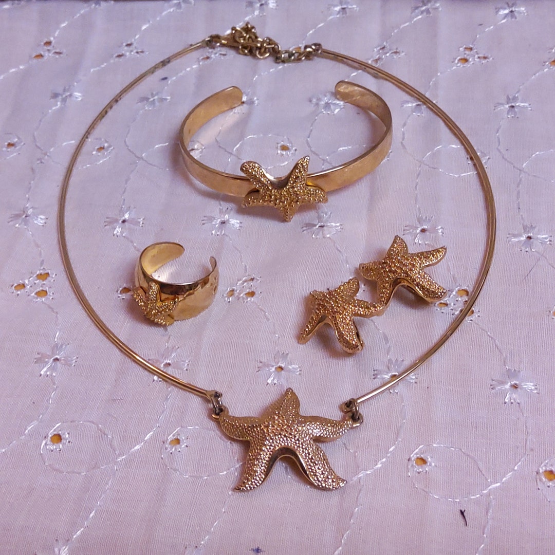 Vintage Sarah Coventry Goldtone Starfish Collection Including