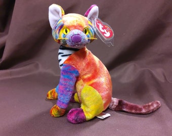 TY Beanie Baby &quot;Kaleidoscope&quot; the Colorful Cat. New, never played with. Stored in a smoke free home. All tags in place. Vintage dated 2000.