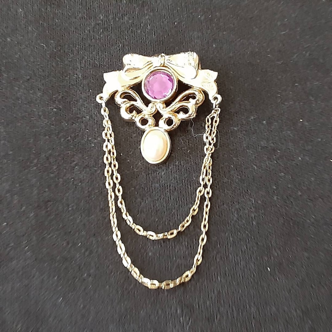 Boucles D’oreilles Pendentives Vintage Années 80 – Doré, Chaînes Arc-en-ciel