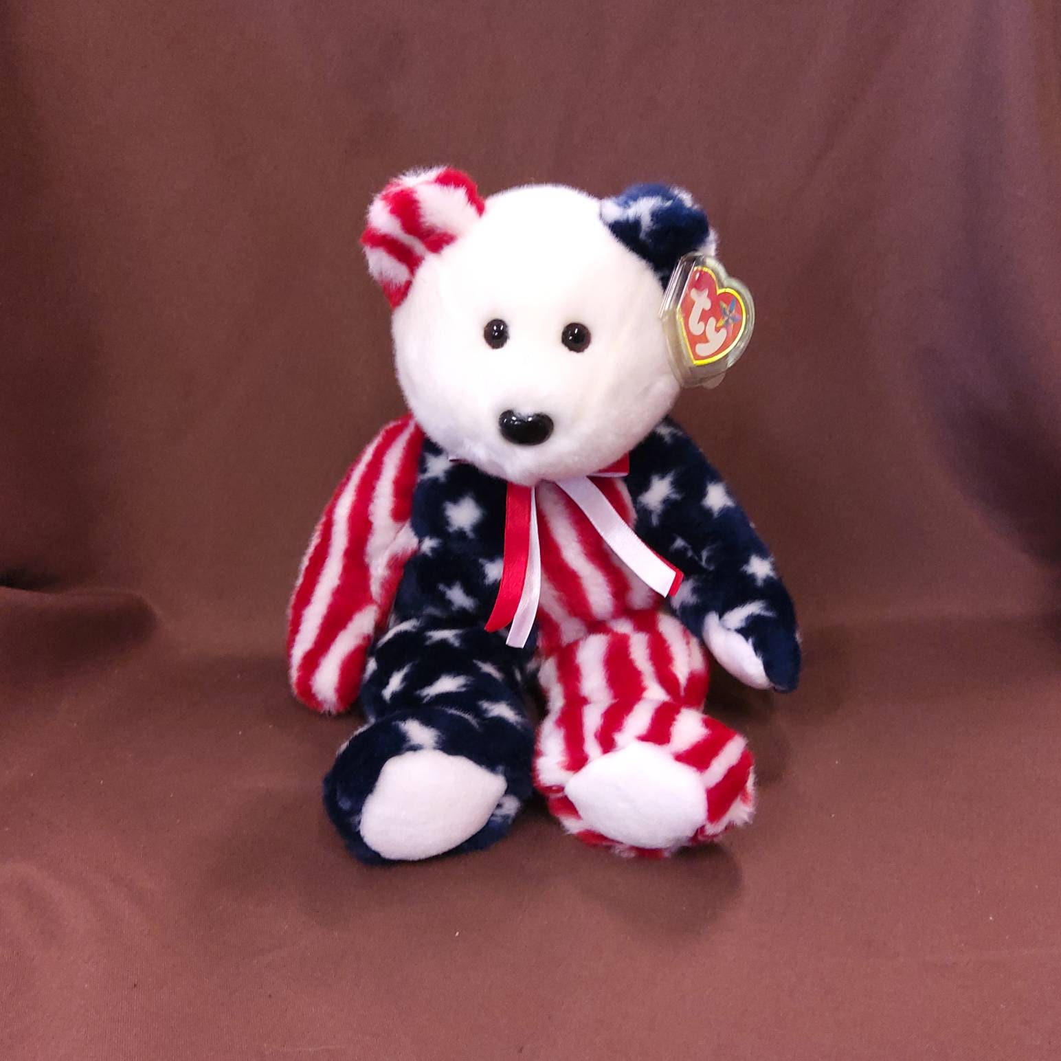 Retired & New Ty Beanie Buddy SPANGLE the Patriotic Bear 1999 