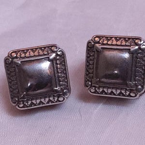 BRIGHTON Vintage Silvertone Box Earrings. Maker's mark present. image 2