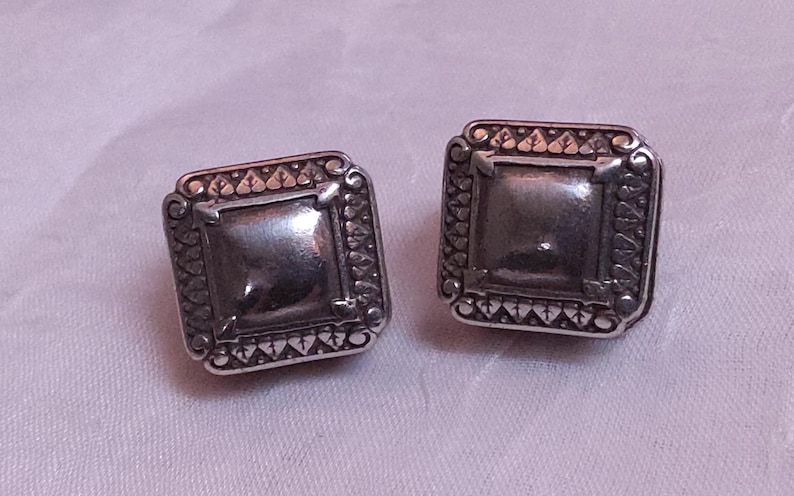 BRIGHTON Vintage Silvertone Box Earrings. Maker's mark present. image 2