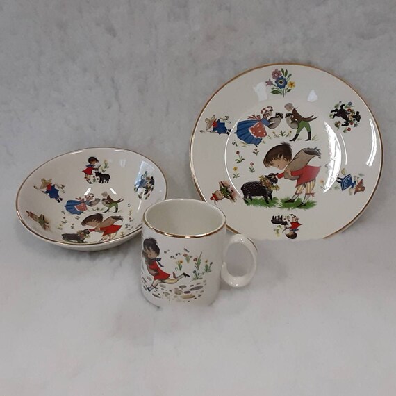 ARKLOW Children's Plate Bowl and Cup Set in the Baa Baa Etsy