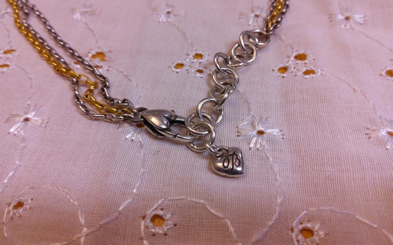 BRIGHTON Two Tone "Triple Garden" Multi Strand Asymmetrical Necklace. Maker's charm attached. bild 5