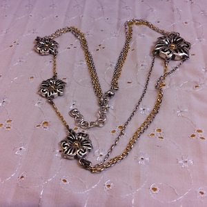 BRIGHTON Two Tone "Triple Garden" Multi Strand Asymmetrical Necklace. Maker's charm attached. bild 1