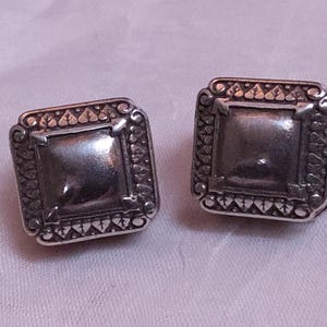 BRIGHTON Vintage Silvertone Box Earrings. Maker's mark present. image 7