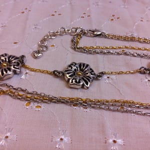 BRIGHTON Two Tone "Triple Garden" Multi Strand Asymmetrical Necklace. Maker's charm attached. bild 8