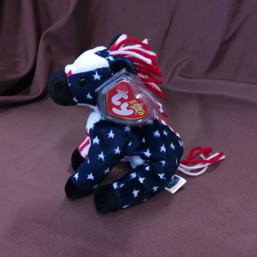 TY Beanie Baby lefty 2000 the Red, White & Blue Donkey. New, Never ...
