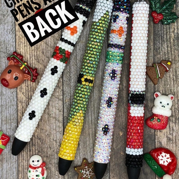 NEW Christmas Snowman, Elf, Santa Rhinestone Patterns for Pens, Flatback Rhinestone Pen Pattern, Resin Rhinestone, Diamond Painting Drills