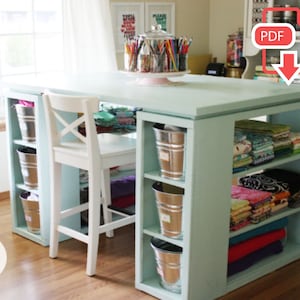 DIY Plans Sewing Craft Table with storage