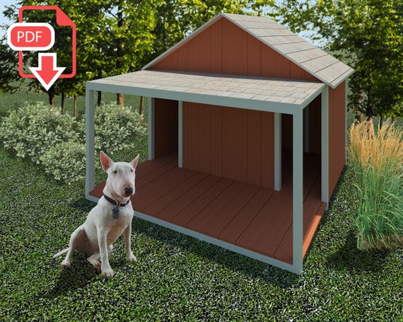 Diy Dog House Plans Double Kennel Large Outdoor Pdf Etsy