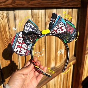 Star Wars Comic Mickey Ears, Star Wars Mouse Ears, Minnie ears, Custom Mouse Ears, Disneybound Ears, Mickey Ear Headband, Adult, Kids