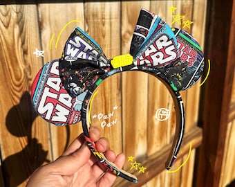 Orejas de Mickey de cómic vintage de Star Wars, orejas de Disney de Star Wars, diadema con orejas de ratón, orejas de Minnie Mouse