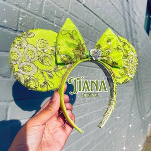 Tiana Frog Princess Minnie Ears - Glittery Royal Tiana Minnie Ears, Princess and the frog mickey ears