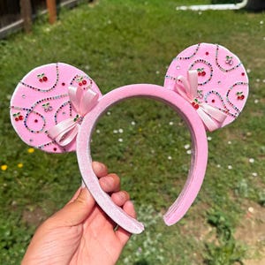 Cherry Coquette Minnie Ear, Minnie Ear, Mickey Ear, Pink Minnie Ear, Summer Mickey Ear, Sparkle Minnie Ear, Hair Accessory, Headband, Disney