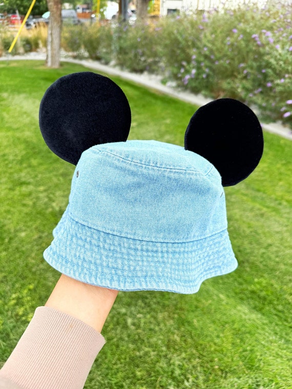 Vintage Disney World Denim Bucket Hat Co One Size Peace Love & Mickey Mouse Vintage Disney Bucket Hat | eBay main image 2